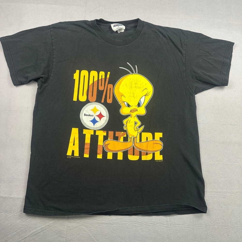 NFL Vintage 1998 Pittsburgh Steelers Tweety Bird T-Shirt CSA Looney Tunes Large